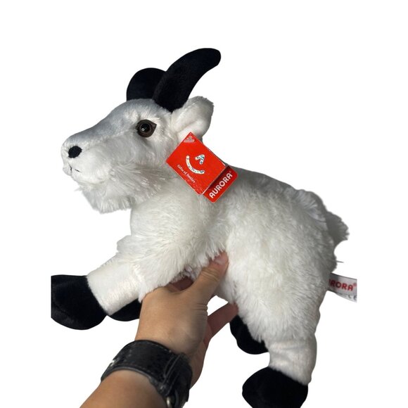 VTG Aurora Gifts of Smile Goat Plush Realistic Stuffed Animal Toy White Black - Picture 1 of 6